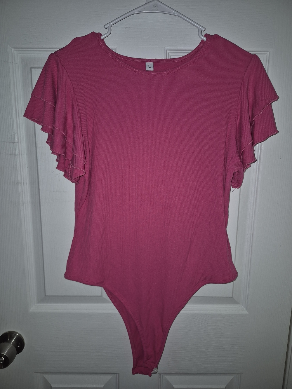 SHEIN Hot Pink Ruffle Sleeve Bodysuit